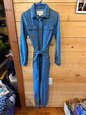 Anthropologie Pilcro Light Wash Denim Jumpsuit- Blue